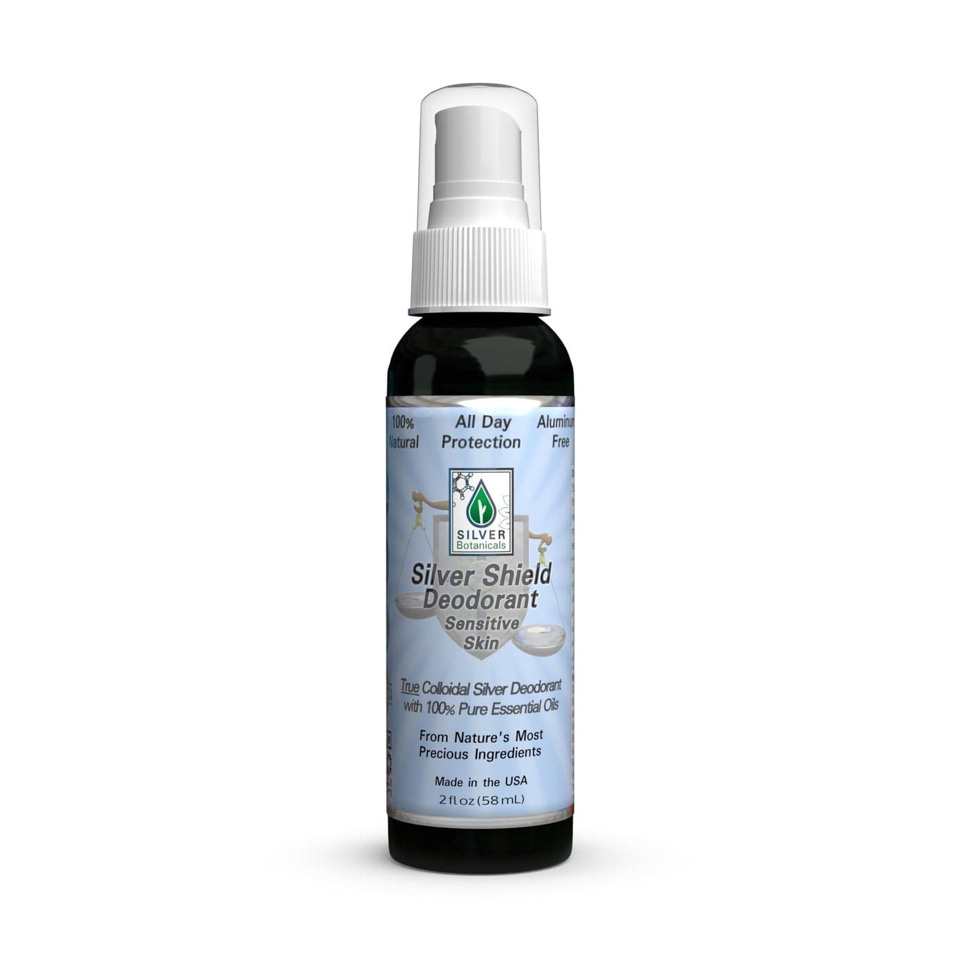 Silver Shield Deodorant Sensitive Skin Formula Sprayon All Natural Colloidal Silver Deodorant2 oz