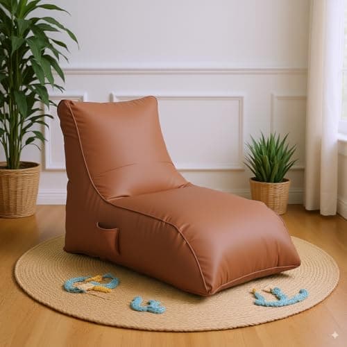 GIGLICK Jumbo Luxury Bean Bag Lounger with Beans Filled (Ready to Use) 6 Month Warranty for Home, Office, Bedroom, Playroom, Living Room, Lounge Seating Color Tan