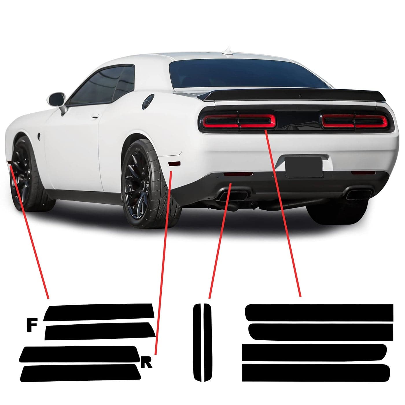 BOGAR TECH DESIGNS Tail Light Sidemarkers Rear Reflectors Tint Kit Compatible with and Fits Dodge Challenger 20152024 Dark Smoke