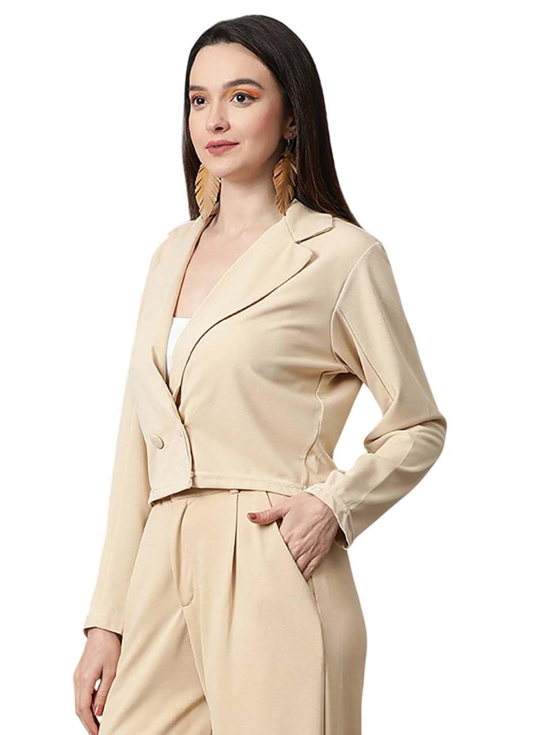 KOTTY Women's Solid Single Breasted Casual Blazer