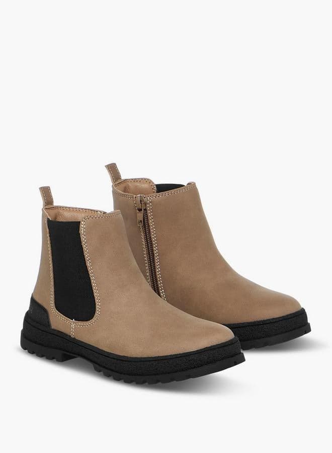 Boys' Solid Ankle Boots With Zip Closure — 27 EU