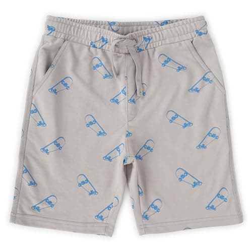 Alan Jones Clothing Boys Casual Bermuda Shorts | Placement Print | French Terry | Regular Fit | Drawstring Closure | Age 5–16 Years | Lounge & Casual Wear Light Grey_13-14 Years