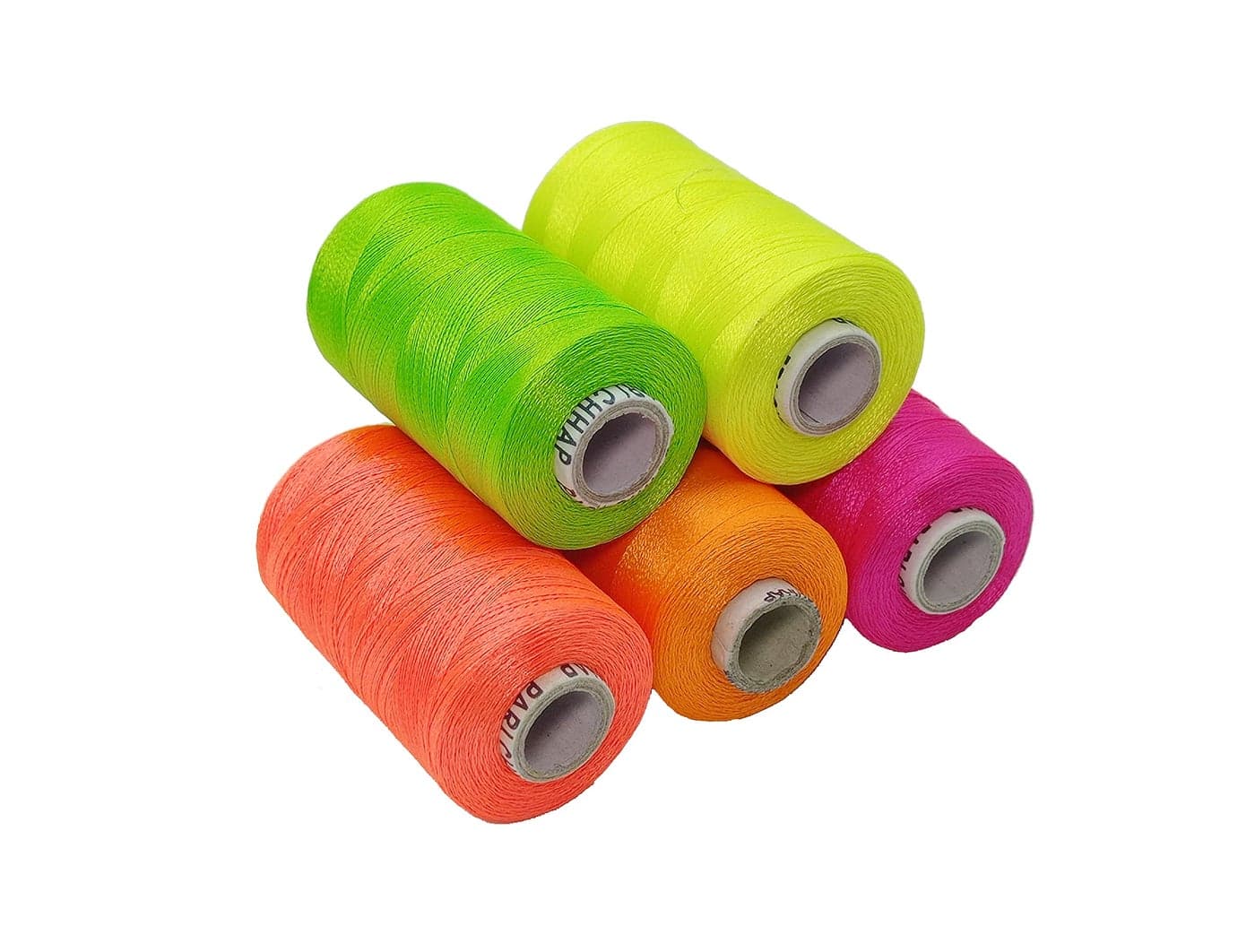 PRANSUNITA Fluorescent Neon Shade Hand & Machine Embroidery Silk Shiny Thread - for Jewelry Designing, Embroidery, DIY, Tassel Making -300 MTS Each - Fast Color- 5 pcs Multicolor