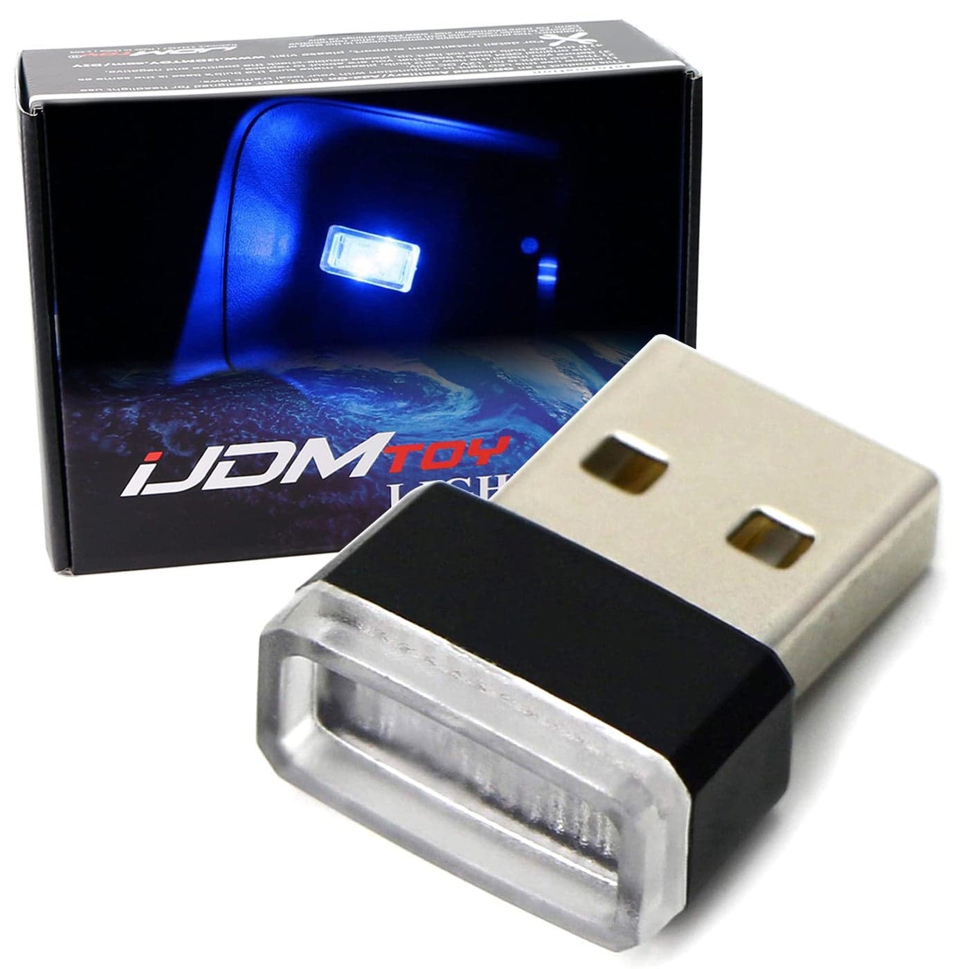 iJDMTOY Ultra Blue USB Plugin Miniature LED Car Interior Ambient Accent Lighting Kit