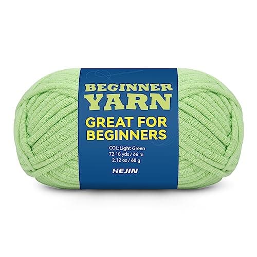 60g Light Green Yarn for Crocheting and Knitting;66m (72yds) Cotton Yarn for Beginners with Easy-to-See Stitches;Worsted-Weight Medium #4;Cotton-Nylon Blend Yarn for Beginners Crochet Kit Making