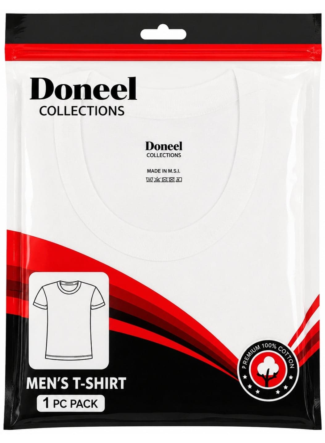 Doneel Collections Men's Cotton Crew Neck T-Shirt, White, 1-Pack