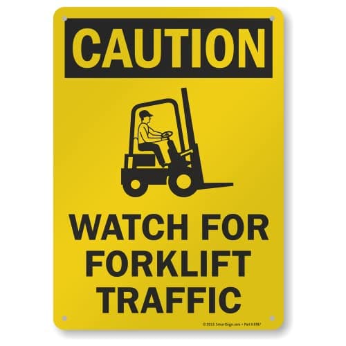 "Caution - Watch For Forklift Traffic" Sign By SmartSign | 10" x 14" Aluminum