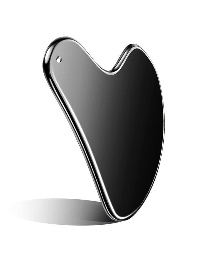 Stainless Steel Gua Sha Facial Tools Guasha for Face Metal Gua Sha Tighten Skin Massage Guasha Beauty Tool for Body Eyes Neck Massager with Travel Pouch Skin Care Gifts (Black)