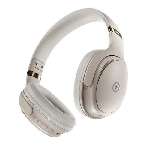GM G+ Headphones, Over The Ear Headphones with Mic, BT 5.3, Pure Bass, 45ms Low Latency, Dual Pairing, 4 Play Modes (FM, Radio, SD Aux) 70H Playtime - White