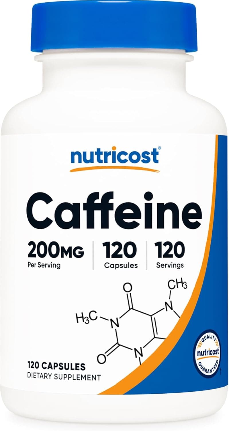 Nutricost Caffeine Pills 200mg 120 Capsules Gluten Free NonGMO