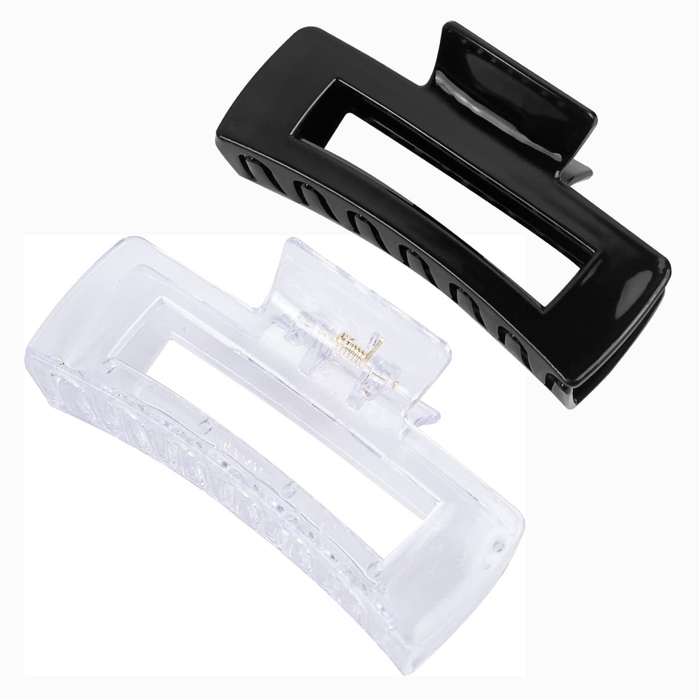 MAORULU Hair Claw Clips for Thick Hair Large Hair Clips for Women and Girls Strong Hold Banana Clips BlackClear 2Pcs
