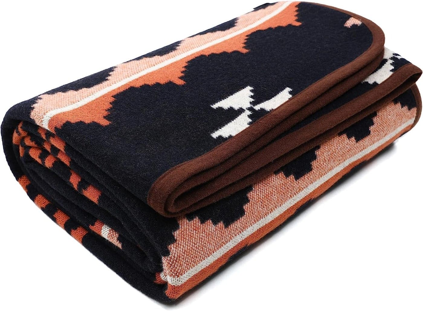 ACUSHLA Merino Wool Camp Blanket Warm Thick Washable Large Outdoor Camping Sleeping Throw Blanket All Weather Morocco Blue 79 x63