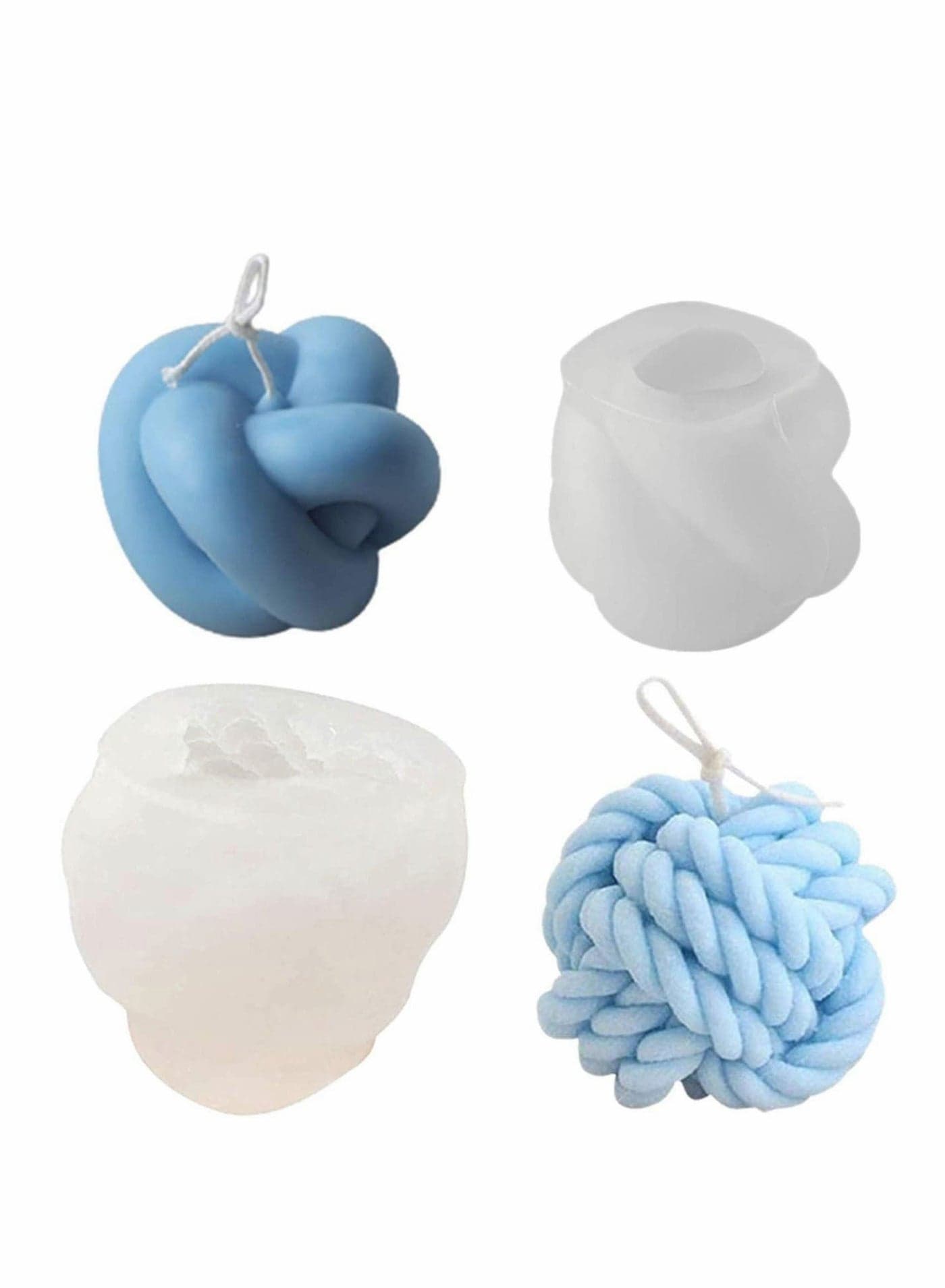 Ball Candle Molds, 2 Pack Woolen Mould and Knot Mold,Ball of Yarn Design Fondant Mold