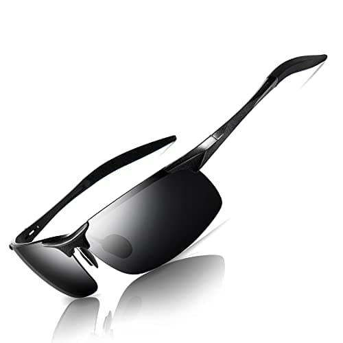 SUNGAIT Men's HD Polarized Sunglasses for Driving Fishing Cycling Running Metal Frame UV400 (Black, Gray)