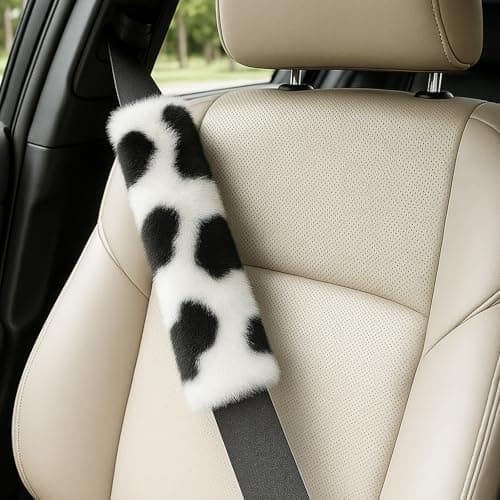 I3DIDEA 2 Pack Plush Car Seat Belt Cover Soft Fluffy Shoulder Pads Straps Bags Universal Fit 98157196 Options Comfortable Car Interior Accessories Cows 98 inch