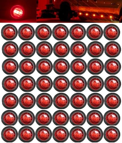 Aokzeeo 50 pcs 3/4 Inch led marker light Red 3 LED Trailer lights Side Marker Indicator Lights Clearance lights Button Signal Lamps Truck Trailer Bus Marine RV Automobiles Flatbed