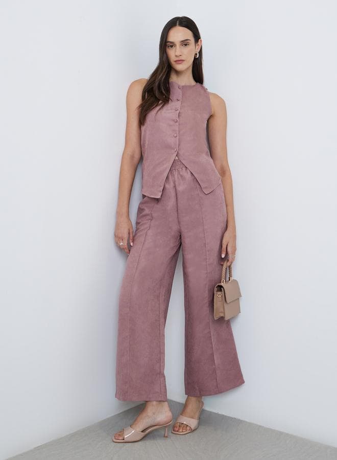 Pink Corduroy Wide Leg Trousers