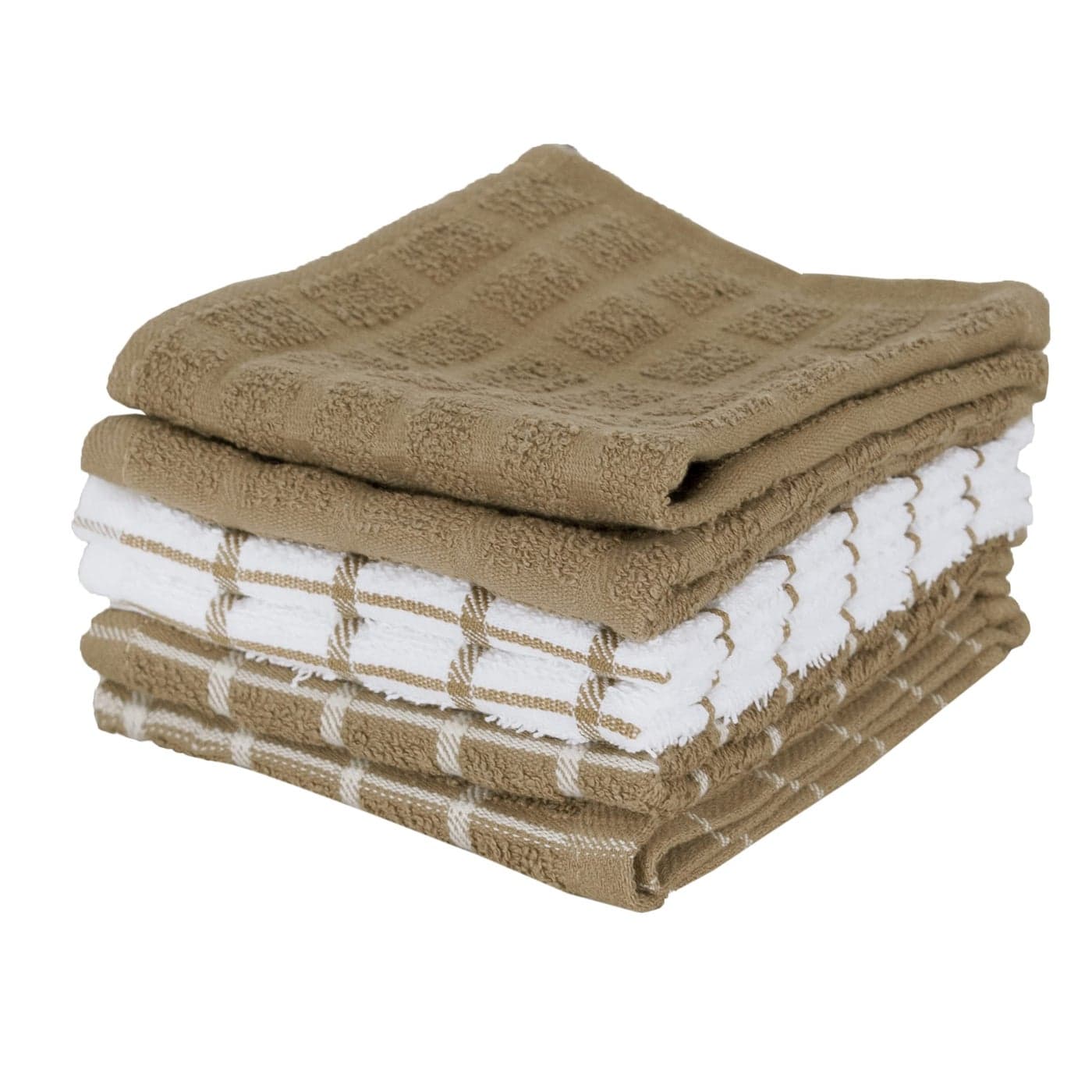 Ritz 100% Terry Cotton, Highly Absorbent Dish Cloth Set, 12” x 12”, 6-Pack, Mocha Brown