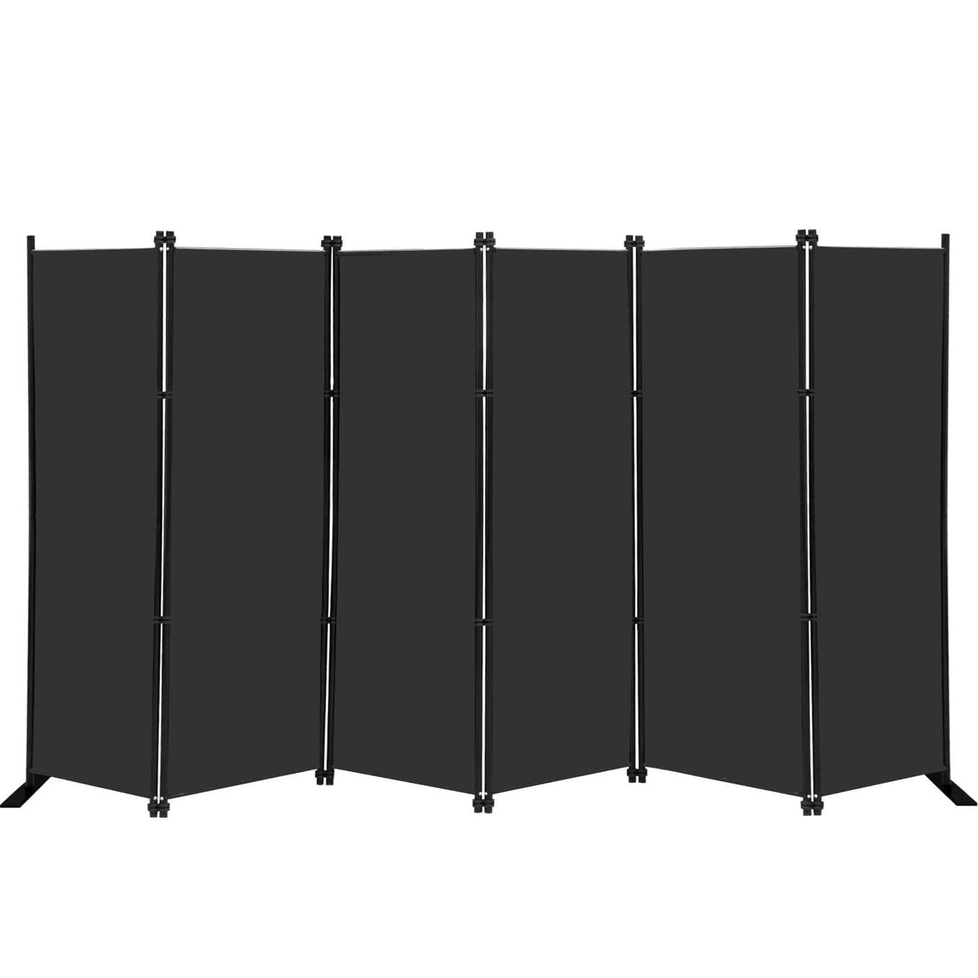 MAYOLIAH 6 Panel Folding Privacy Screen 9ft Wide 6ft Tall Partition Room Divider Portable Office Walls Dividers Black