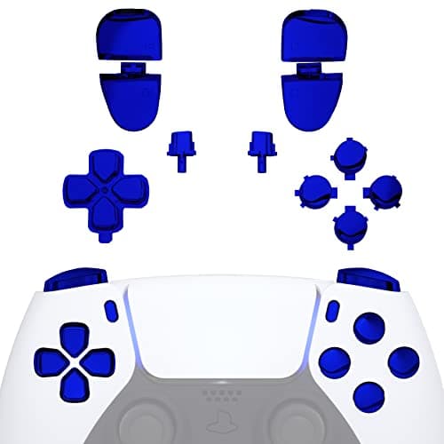 eXtremeRate Replacement D-pad R1 L1 R2 L2 Triggers Share Options Face Buttons, Chrome Blue Full Set Buttons Compatible with ps5 Controller BDM-030 BDM-040 BDM-050 BDM-060 - Controller NOT Included