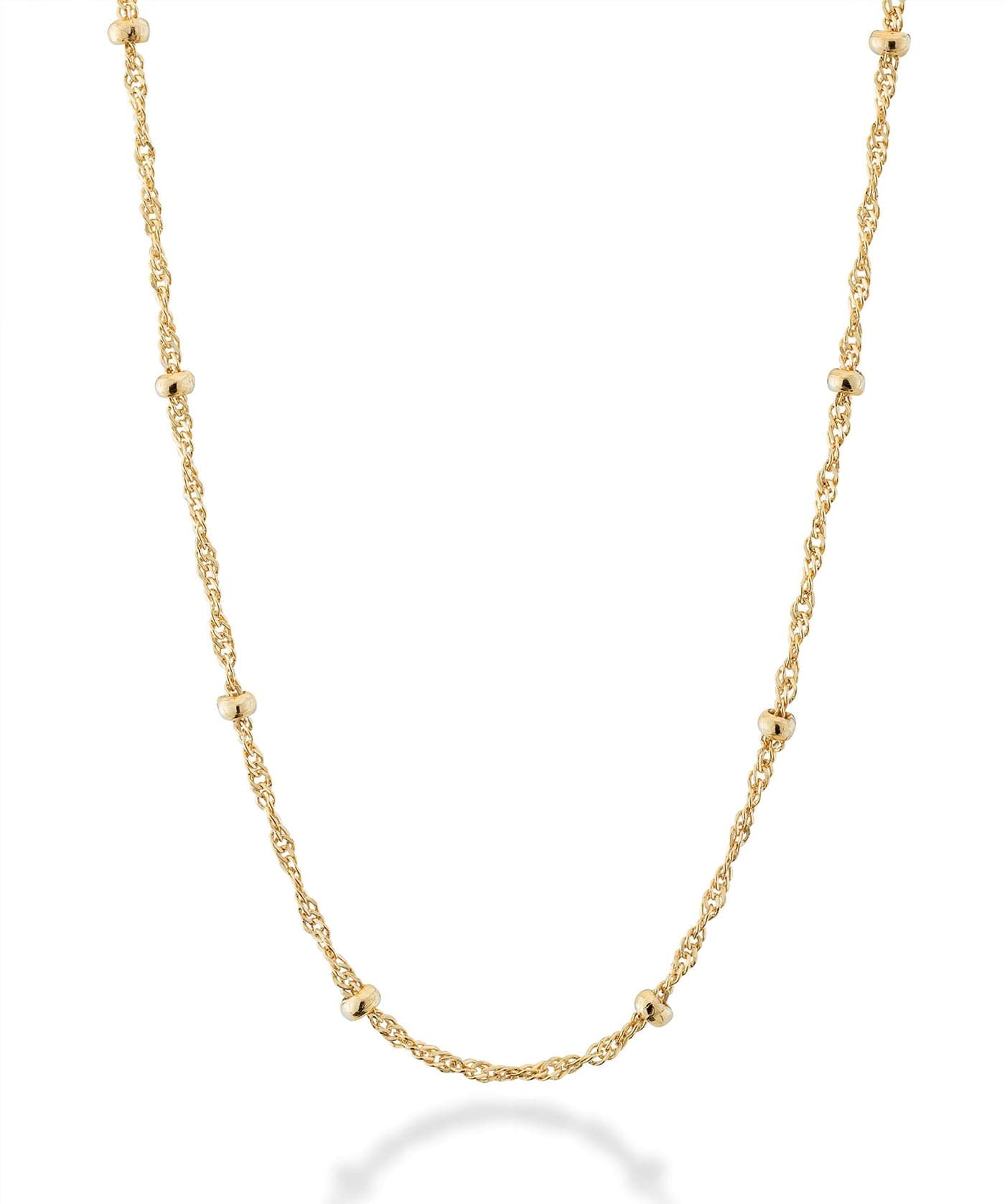 Miabella Italian 18K Gold Over Silver Singapore Bead Chain Station Necklace for Women, Made in Italy (Length 18 Inch (women's average length))