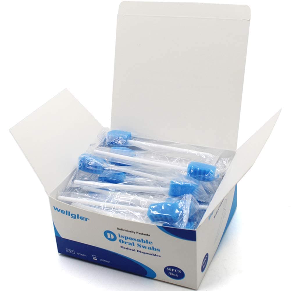 Disposable Oral Care Swabs Tooth Cleaning Mouth Swabs 50 Blue