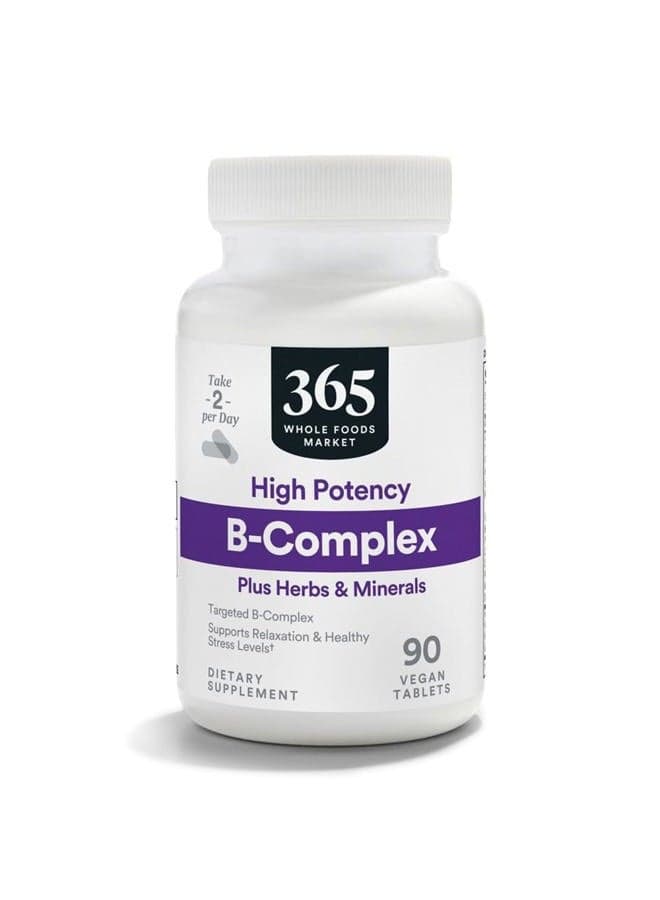 , Vitamin B Complex Hi Potency Herbal Support, 90 Tablets