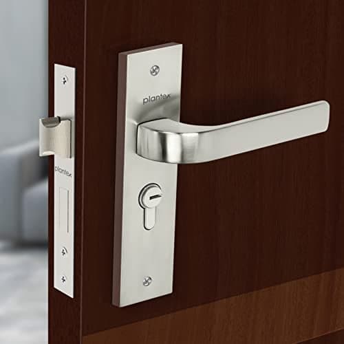 Plantex Heavy-Duty Door Lock Set - Main Door Lock Handle Set/ 6-Lever Lock Mechanism with 3 Years of Warranty/Mortise Lock with 3 Keys, Brass Lock Body & Cylinder (8107 - Matt)