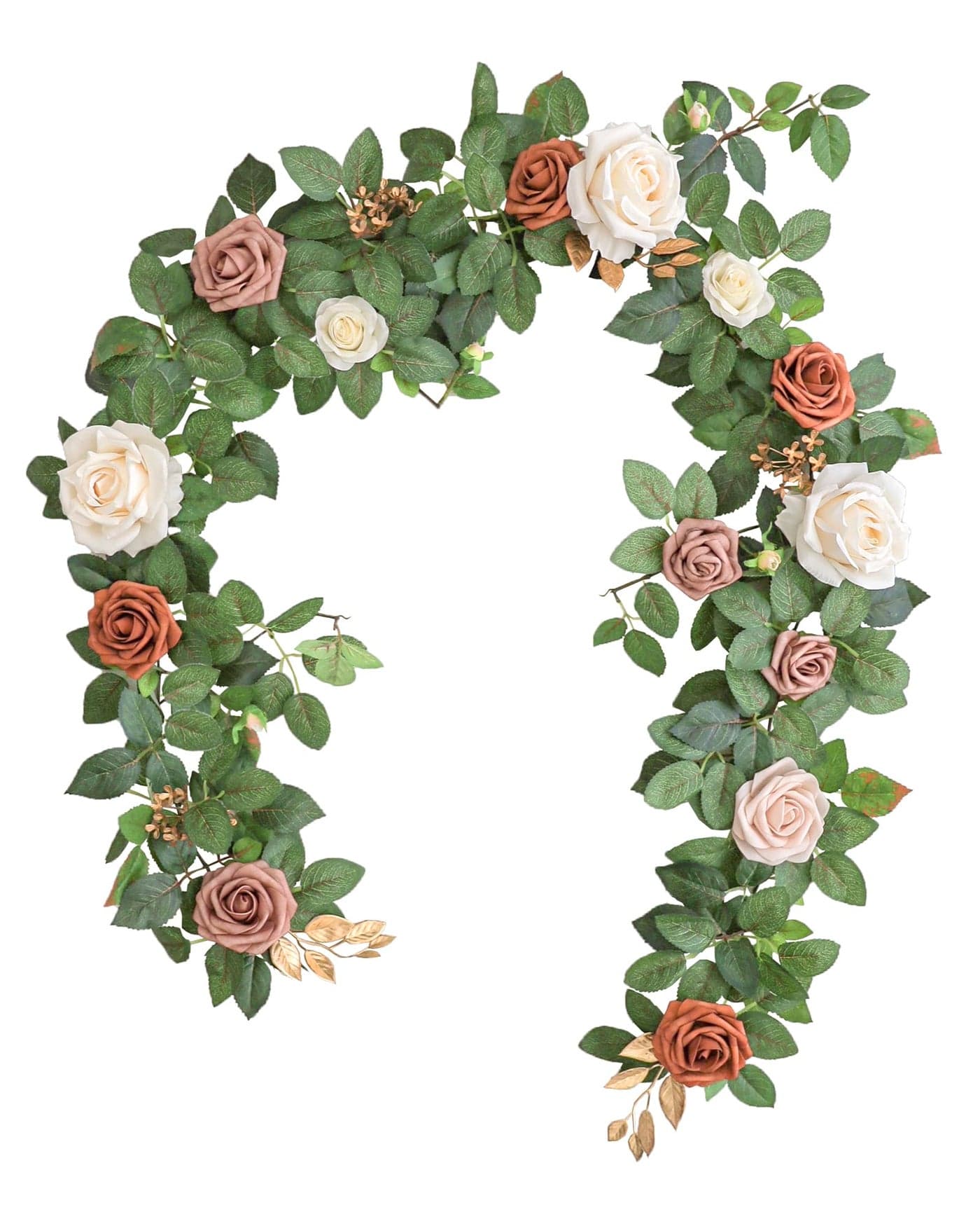 Lookein 5FT Artificial Rose Flower Garland for Table Centerpieces Backdrop Arch Flowers Decorations Wedding Ceremony Reception Table Decor Terracotta