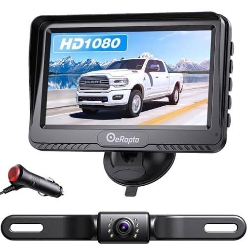 eRapta Backup Camera 4.3''HD 1080P Front Rear View Monitor kit IP69 Waterproof Night Vision DIY Grid Lines for Car Trucks RVs Tractors Bus Semi-Trailers Pickup A43