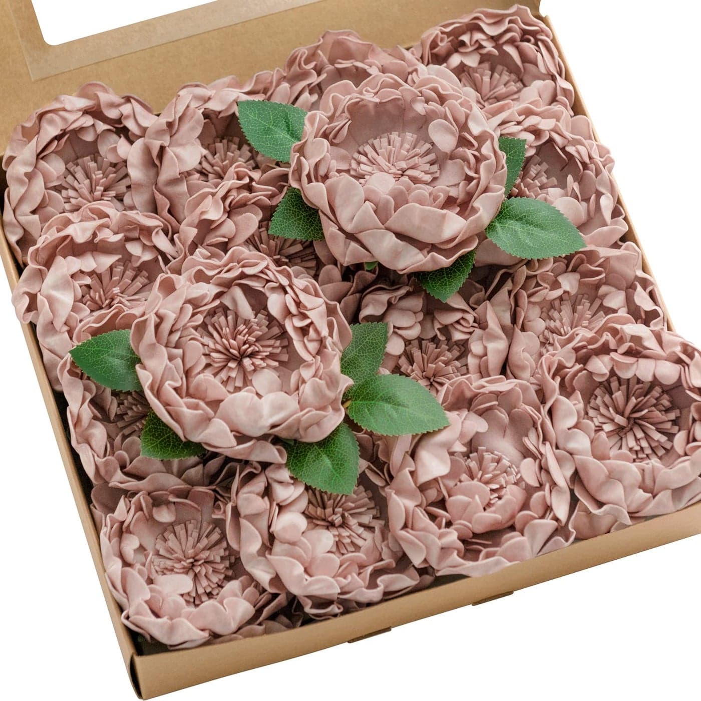 Lings Moment Flowers 16pcs Dusty Rose Blooming Peonies Artificial Flowers with Stem Artificial Peony Flowers for DIY Wedding Decorations Centerpieces Bouquets Boutonnieres