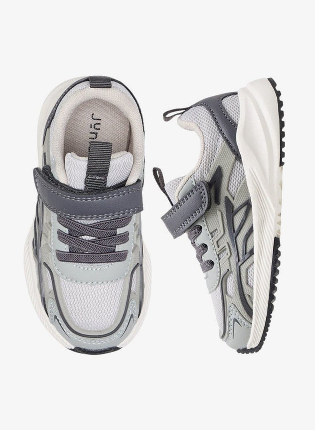 Panelled School Sneakers With Hook And Loop Closure