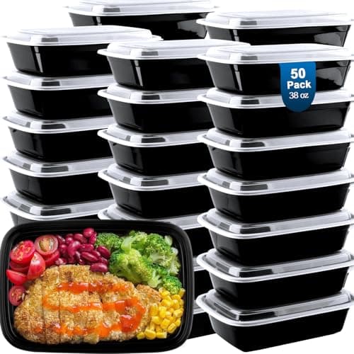 vivigu 50 Pack Meal Prep Containers 38 oz Leakproof To Go Food Containers Disposable Reusable Food Prep Containers for Takeout Food Storage Containers BPAFree MicrowaveDishwasherFreezer Safe