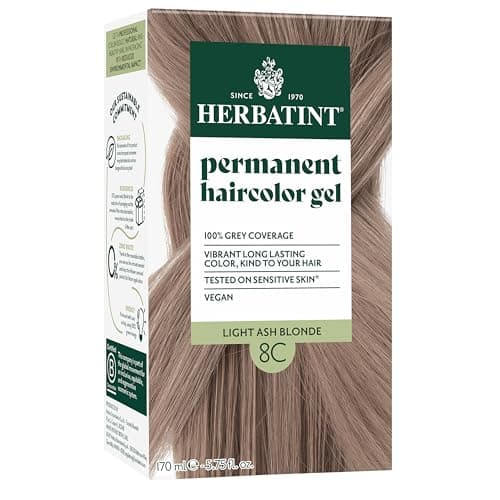 Herbatint Permanent Hair Dye For Women 8C Light Ash Blonde For Up To 100 Gray Coverage of Resistant Gray Hair AmmoniaFree AlcoholFree Vegan Salon Influenced Hair Color 575 fl oz