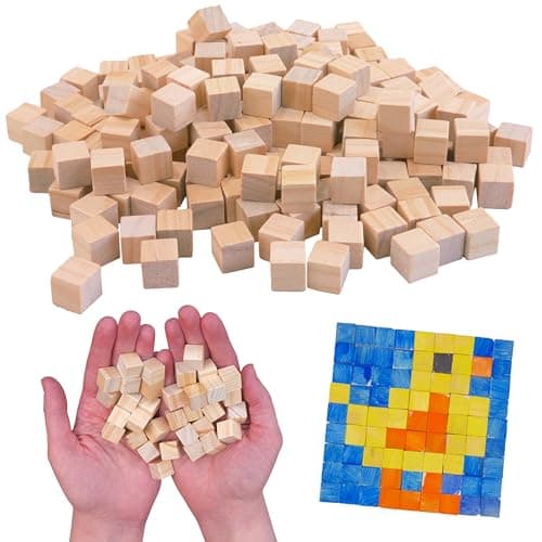Wood Blocks, 200-Pack – 200-Pack of Unfinished Wooden Blocks for STEM Projects, Crafts, and DIY Builds
