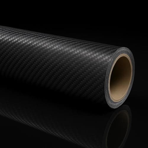 RockRose Epoxy High Gloss Black Carbon Fiber Vinyl Wrap AntiWrinkle Air Release Automotive Bubble Wrap Self Adhesive Car Vinyl Sticker DIY Decals 1FT x 5FT