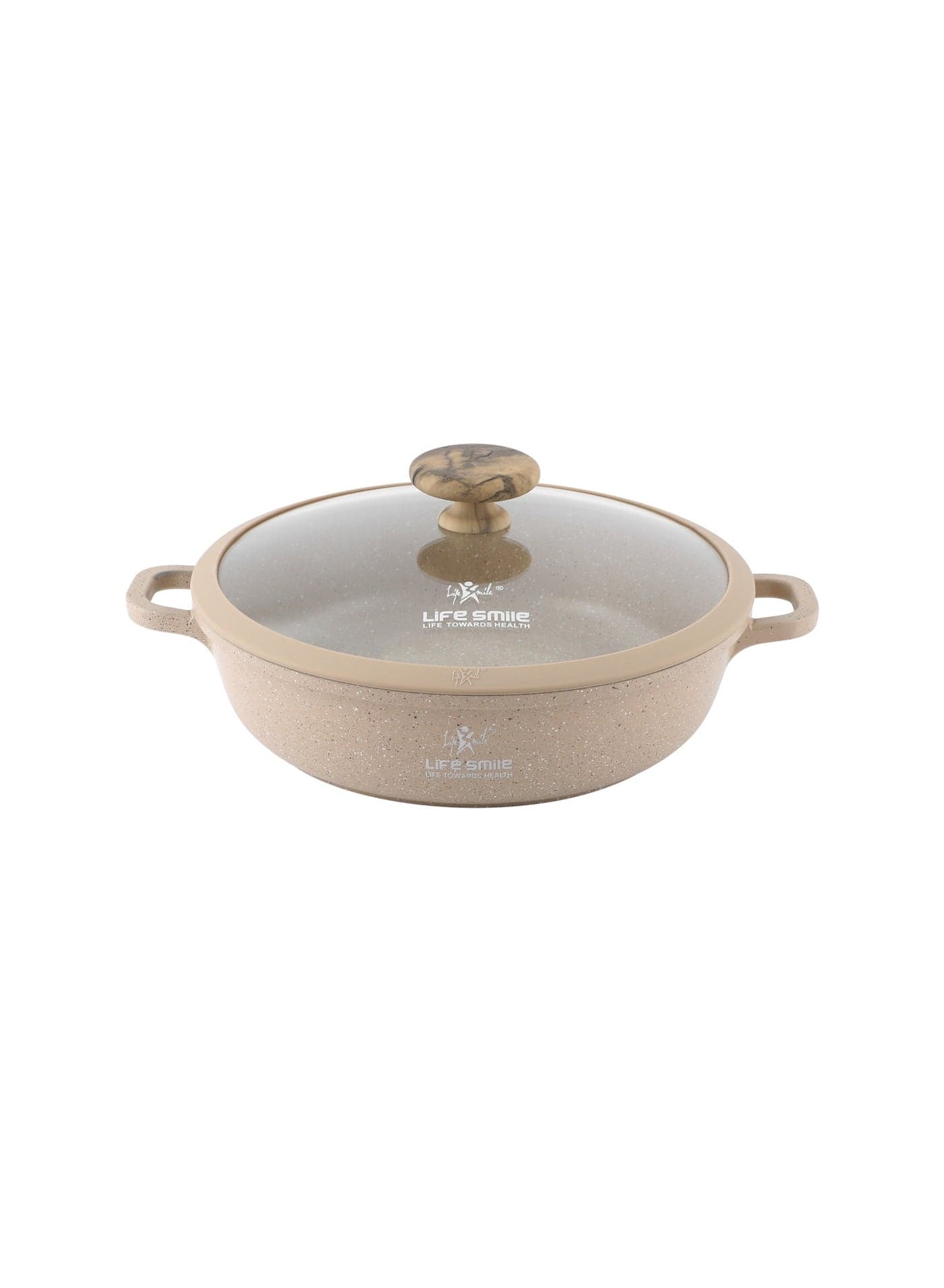 Life Smile 28cm Granite Nonstick Shallow Pot with Lid – Induction Base, 3.5L