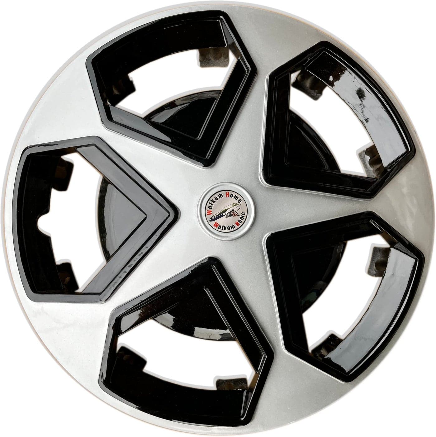 WolkomHome car Wheel Cap, Hub Cap Wheelcover Wheel Cover 15 Inch Universal for All 15 inch Wheel Size Cars Astar Silver Black Set of 4 pc Best car Accessories (Available in 12,13,14,15,16 Inch)