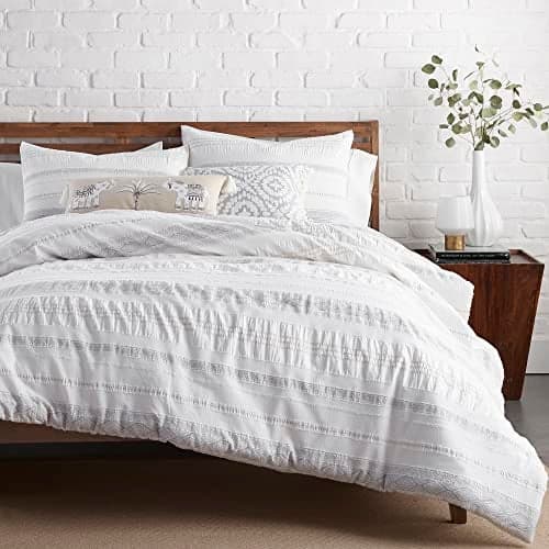 Levtex Home - Pickford Duvet Cover Set - King Duvet Cover + Two King Pillow Cases - Grey, Taupe, Off-White - Jacquard Tribal - Duvet Cover (106 x 94in.) and Pillow Case (36 x 20in.) - Cotton