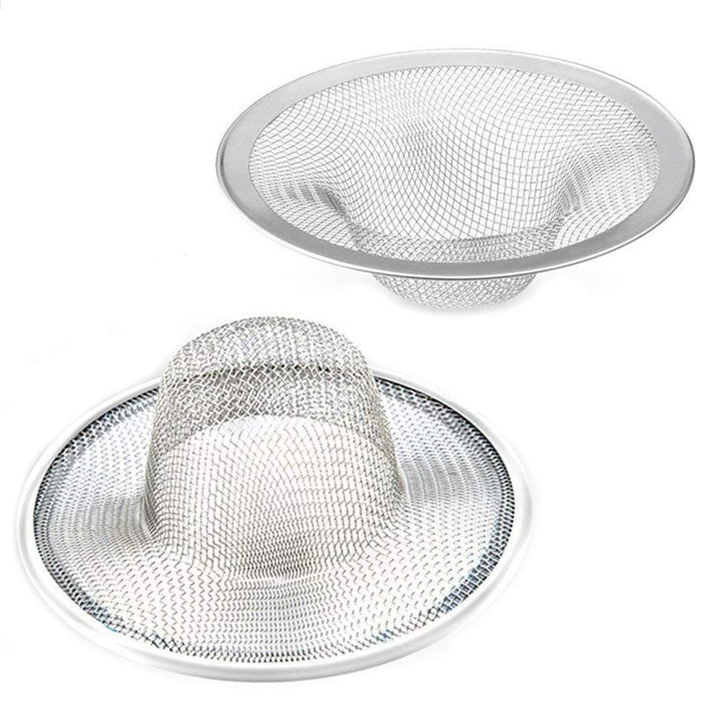 2 Pcs Heavy Duty Stainless Steel Slop Basket Filter Trap 441 Top 244 Mesh Metal Sink Strainer Perfect for Kitchen SinkBathroom Bathtub RV Wash Basin Floor Drain Balcony Drain Hole