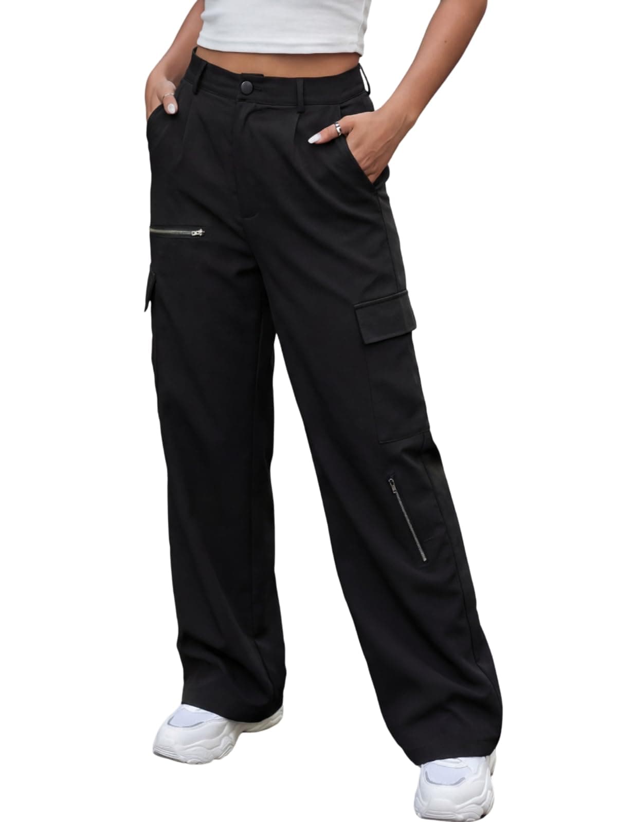 GRECIILOOKS Women Cargo Pant | Women Trousers | Women's HIGH-Waisted Pant
