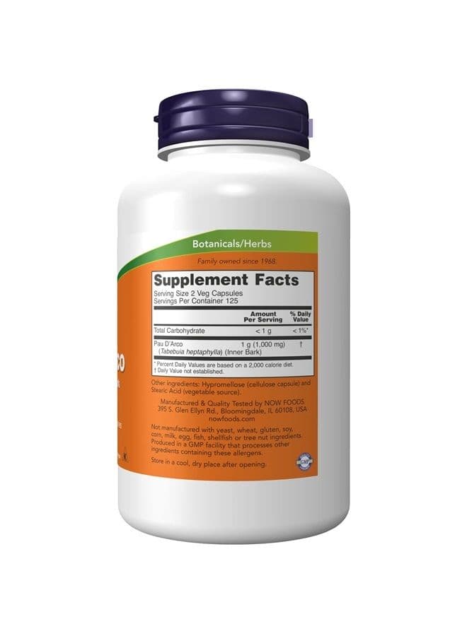 Supplements, Pau D'Arco (Tabebuia heptaphylla) 500 mg, Herbal Support, 250 Veg Capsules