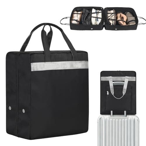 ZHIERNA Shoe Bags for Travel with Handle, Travel Shoe Bags for Packing, Portable Shoes Storage Bag Organizer, Travel Luggage Shoe Bag for Women Men Holds 6 Pair of Shoes (Black)