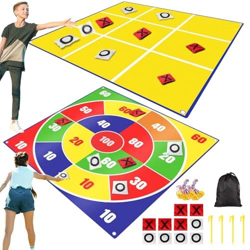 2in1 Giant Bean Bag Toss Large Tic Tac Toe Outdoor Games for Kids Adults45ft Outside Lawn Yard Camping Field Day Games for Kid FamilyBackyard Fun Carnival Beach Picnic Party Easter Outdoor Game