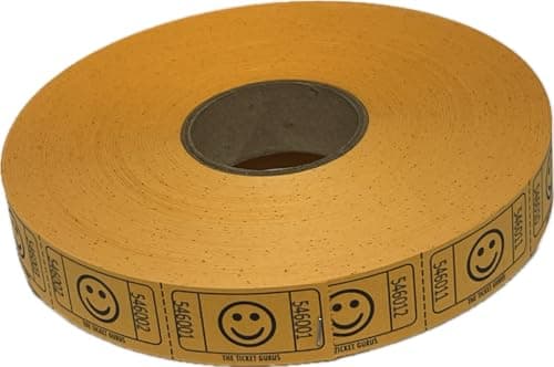 The Ticket Gurus-2000 Orange Smile Tickets Single Roll Consecutively Numbered Raffle Tickets
