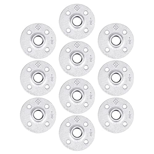 PIPE DECOR 1/2 in. Floor Flange, Authentic Galvanized Malleable Iron, 10 Pack, for DIY Pipe Shelving and Furniture Building