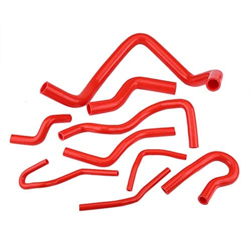 9pcs Silicone Auto Radiator Hose Kit, Coolant Pipe Car Radiator Hoses for D15 D16 SOHC EG/EK 1992-2000 (Red)