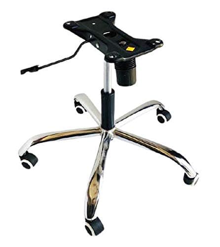 PP Chair Revolving Office Chair Steel Base + Casters (White Black) Wheels + Gas Hydraulic Lift Cylinder (120 mm) + Single Lever Plate Heavy Duty Steel (Chrome Base) Mostly Fited to Every Chair