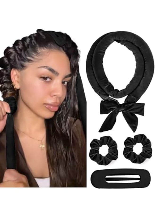 Yanibest Heatless Curls Overnight Soft Heatless Hair Curler to Sleep in No Heat Ribbon Wrap Heatless Curling Set for Long Short Hair with Hair Scrunchies and Clip