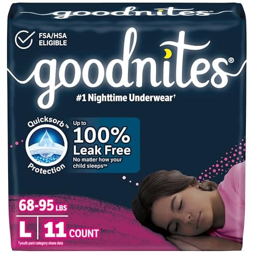 Goodnites Girls Nighttime Bedwetting Underwear Size Large 6895 lbs 11 Ct Packaging May Vary